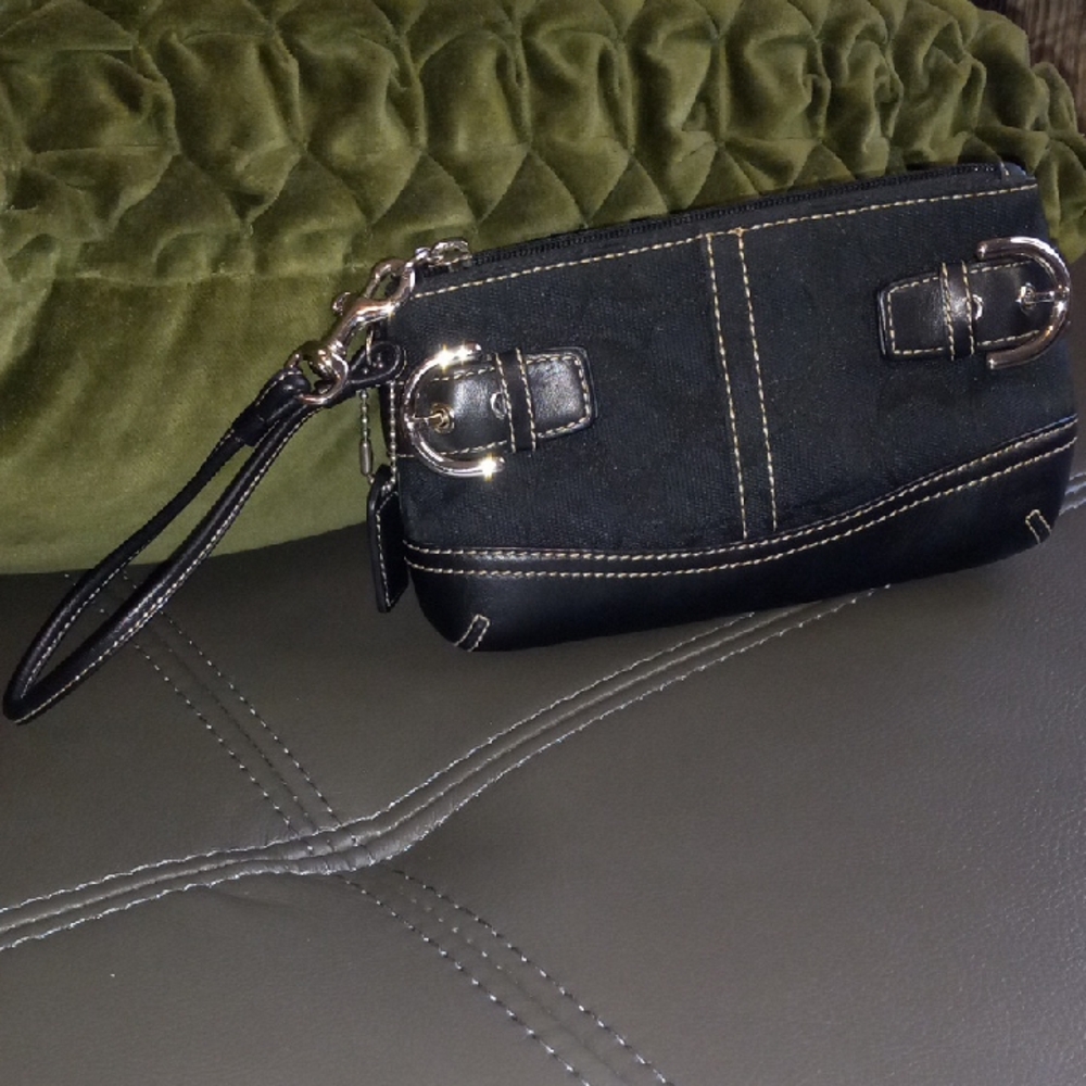 Coach Black Wristlet with Silver Accents